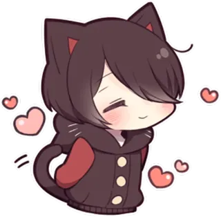 😊 Katze, kawaii, süß, Anime, Chibi, Sticker, Herzen whatsapp sticker