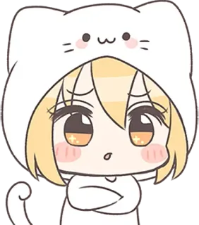 ❓ Anime, Manga, Kawaii, Chat, Mignon, Chibi, Sticker, Sweat à capuche telegram sticker