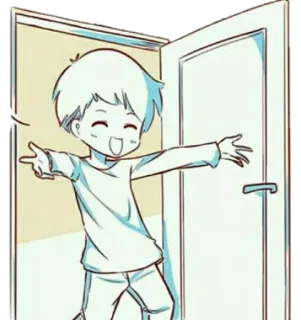 😁 anime, hug, welcome, joy, child, happy, cartoon whatsapp sticker
