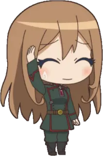 😅 Anime, Uniforme militar, Alemán, Saludo, Mujer, Personaje telegram sticker
