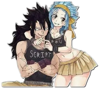❤ SCRIPT Anime, Kartun, Pasangan, Levy McGarden, Gajeel Redfox, Fairy Tail telegram sticker