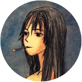 🌒 женщина, сигарета, портрет, искусство, рисунок, девушка telegram sticker