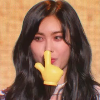 😋 女性, 人, 黄色, 指, ジェスチャー, シー, 静寂 telegram sticker