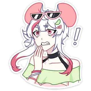 😳 Аниме, Мультфильм, Стикер, Удивлён, Милый, Мышь, Персонаж telegram sticker