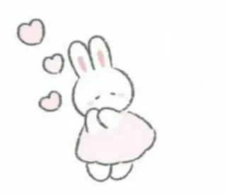 🤍 conejo, lindo, corazones, animal, dibujos animados, mono telegram sticker