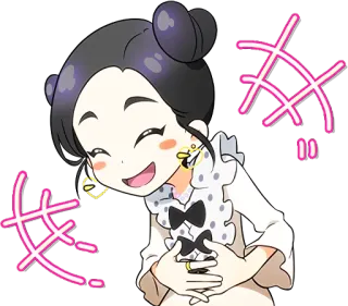 😂 女 Anime, Japoński, Dziewczyna, Kreskówka, Szczęśliwy, Postać telegram sticker