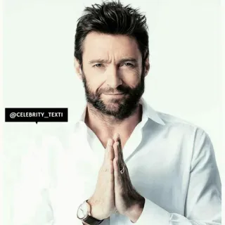 🙏 Hugh Jackman @CELEBRITY_TEXTI selebriti, aktor, potret, pria, hugh jackman telegram sticker