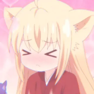 😣 anime, manga, chibi, cute, blond hair, cat ears, hearts whatsapp sticker