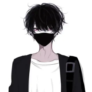 💉 Anime, Manga, Emo, Ragazzo, Maschera, Gotico, Illustrazione whatsapp sticker