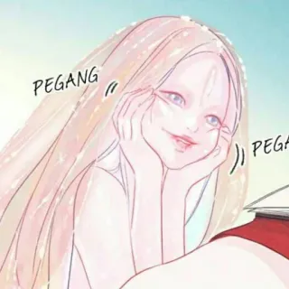🥴 PEGANG การ์ตูน, เด็กผู้หญิง, ถือ, น่ารัก, ภาพประกอบ, ยิ้ม telegram sticker