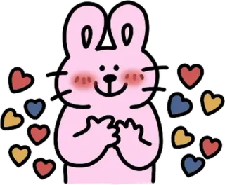 💬 토끼, 하트, 귀여운, 동물, 스티커, 분홍색, 만화 whatsapp sticker