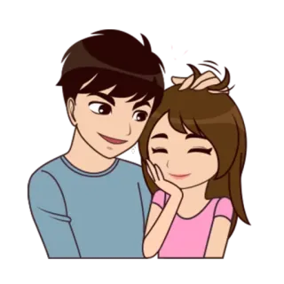 🙆 casal, amor, desenho animado, romance, fofo, namorada, namorado telegram sticker