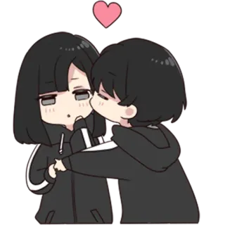 😘 bacio, amore, coppia, carino, anime, cuore, chibi telegram sticker