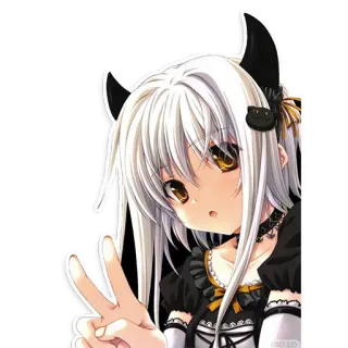 ✌️ Anime, Garota, Chifre, Sinal de paz telegram sticker