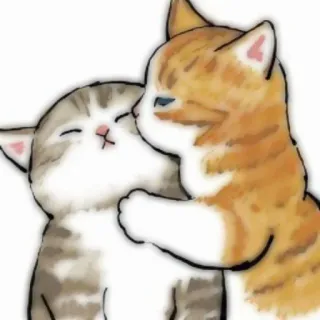 🐱 chats, chaton, animaux, mignon, baiser, amitié, dessin animé, amour telegram sticker