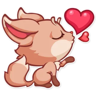 😘 animal, fennec fox, fox, heart, love, cute, kiss, affection telegram sticker
