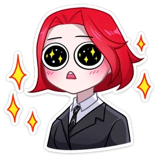 🤩 autocollant, dessin animé, anime, cheveux roux, paillettes, mignon telegram sticker