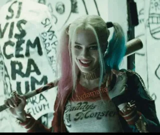 😌 Harley Quinn Suicide Squad Harley Quinn, baseball bat, villain, comic book, DC Comics, Suicide Squad telegram sticker