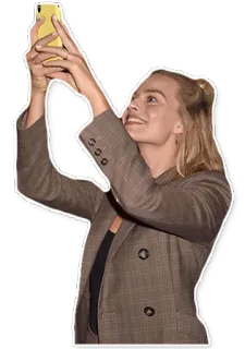 🤳 femme, selfie, veste, portrait, sourire, blonde whatsapp sticker