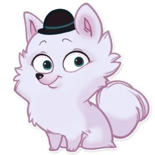 🙂 pies, kapelusz, słodki, kreskówka, zwierzę, szczeniak, naklejka telegram sticker