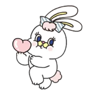 ❤️ kelinci, imut, hati, binatang, kawaii, stiker telegram sticker