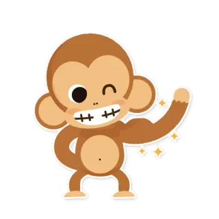 💪 monyet, kartun, binatang, stiker, imut telegram sticker