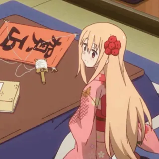 🌩 匠酒 Anime, Personaje, Japonés, Mujer, Kimono, Flor, Artesanía telegram sticker