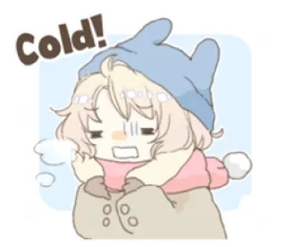 🌬 Cold! frío, anime, invierno, dibujos animados whatsapp sticker