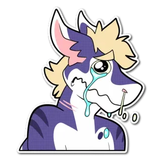 🤣 Fellwesen, weinend, traurig, Anthro, Charakter, Tier, tränenreich, emotional whatsapp sticker