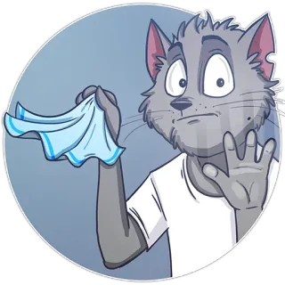 ☹️ cat, cartoon, animal, cleaning, worried whatsapp sticker