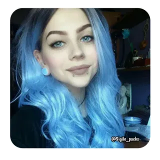🦋 @Sigilo_packs femme, cheveux bleus, fille, portrait whatsapp sticker