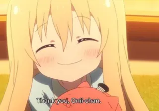 😊 Thank you, Onii-chan. Anime, Fille, Merci, Onii-chan, Mignon, Salutation whatsapp sticker