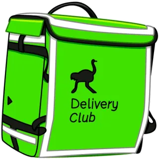 🤤 Delivery Club livraison, nourriture, restaurant, autruche, sac, logo telegram sticker
