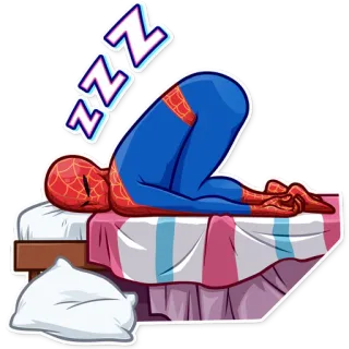 😴 Spider-Man ZZZ schlafen, Superheld, zzz, Bett, müde whatsapp sticker