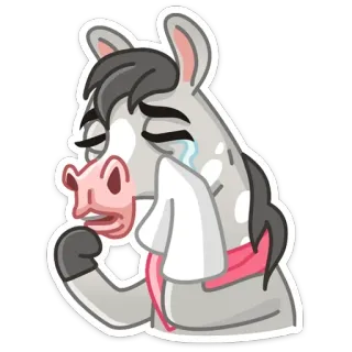 😭 cheval, pleurer, triste, larmes, dessin animé, animal, émotion, détressé telegram sticker