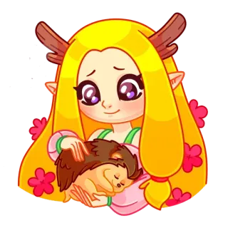 ❤️ fata, riccio, carino, fantasy, animale, cartone animato telegram sticker