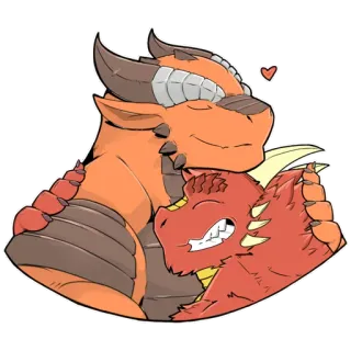 🧡 dragon, dessin animé, câlin, amour, fantaisie telegram sticker