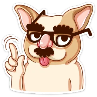 😵 cachorro, disfarce, óculos, bigode, fantasia, bobo, engraçado telegram sticker