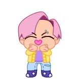 ⭐ Jimin BTS Jimin, BTS, k-pop, chibi, cute, sticker, cartoon, pink hair telegram sticker