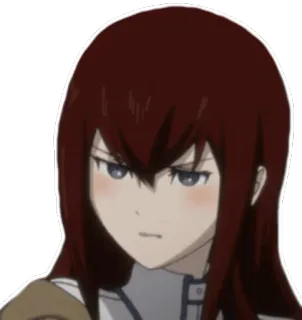 😠 Kurisu Makise Steins;Gate アニメ, 科学者, 真面目, 赤髪, ツンデレ telegram sticker