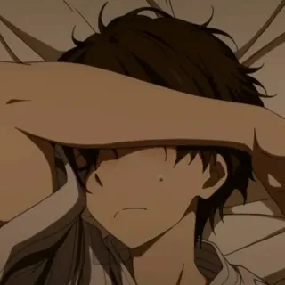 ☁ anime, chico, adormilado, cama, lindo whatsapp sticker