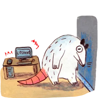 📞 срочно opos, zwierzę, komputer, pilne, gryzoń, kreskówka telegram sticker