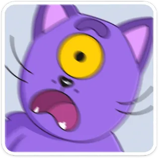 😳 kucing, kartun, cyclops, terkejut, bermata satu, monster, ungu, ketakutan telegram sticker