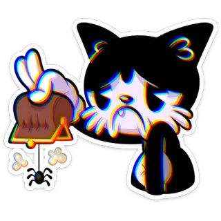 ⭐ desenho animado, gato, aranha, triste, sino, animal whatsapp sticker