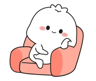 💭 cute, cartoon, couch, sitting, kawaii, animated character telegram sticker