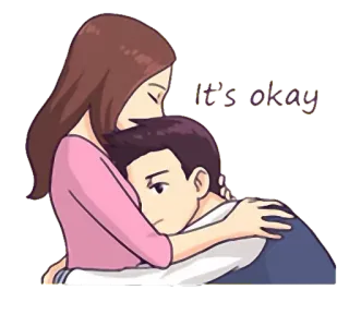 😔 It's okay hug, comfort, love, support, cartoon telegram sticker