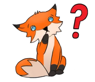 🤔 renard, point d'interrogation, dessin animé, animal, orange, mignon, autocollant whatsapp sticker