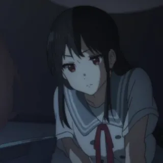 🍶 Anime, Mädchen, Traurig, Uniform, Charakter, Japanisch whatsapp sticker