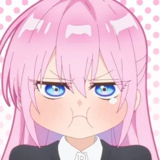☁️ Anime, Marah, Gadis, Rambut pink, Kartun, Lucu whatsapp sticker