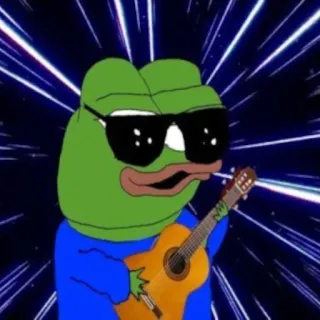 🪕 Pepe pepe, frog, guitar, sunglasses, meme telegram sticker